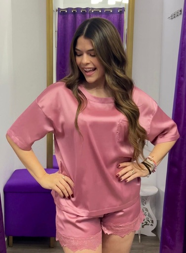 [SET 4539HN] Soothe Gurucita Satin Short Set